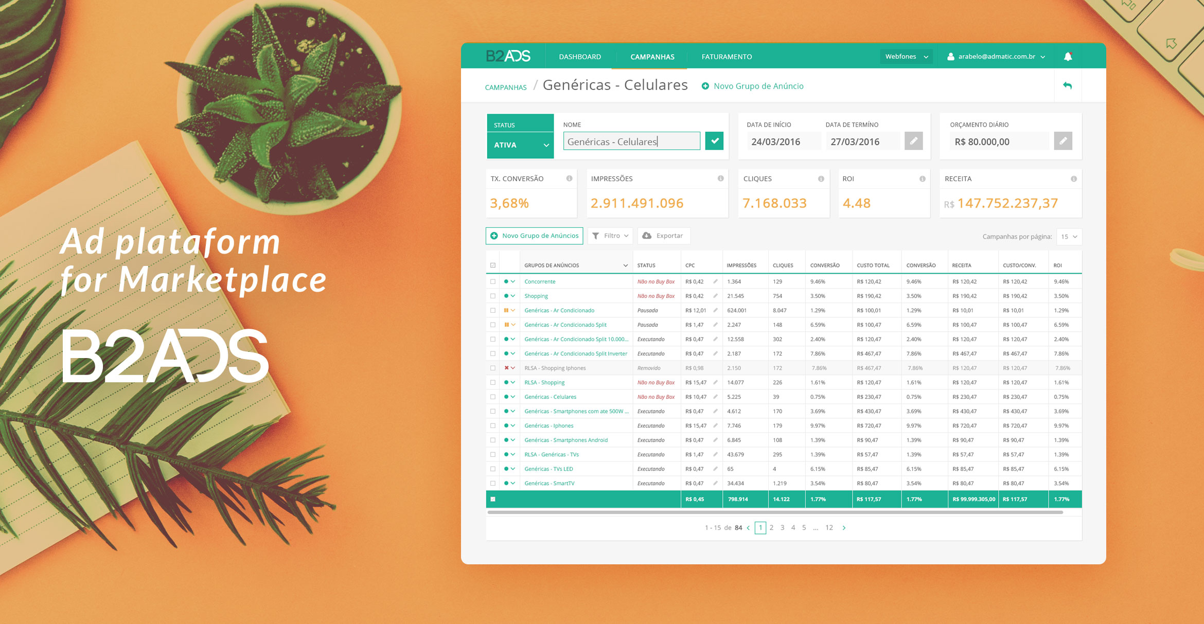 B2WAds Ad Platform Startup Design Web
