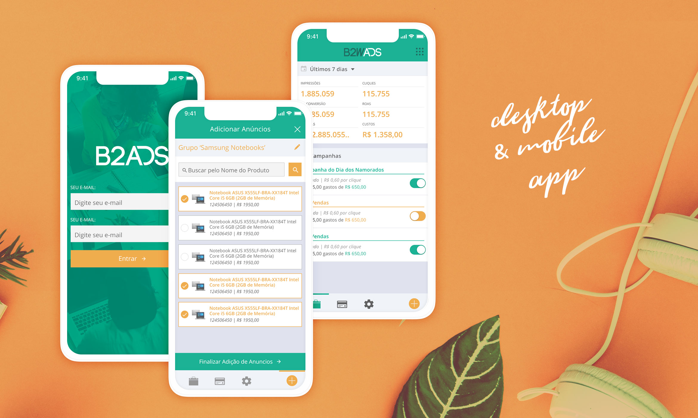 B2WAds Ad Platform Startup Design Mobile